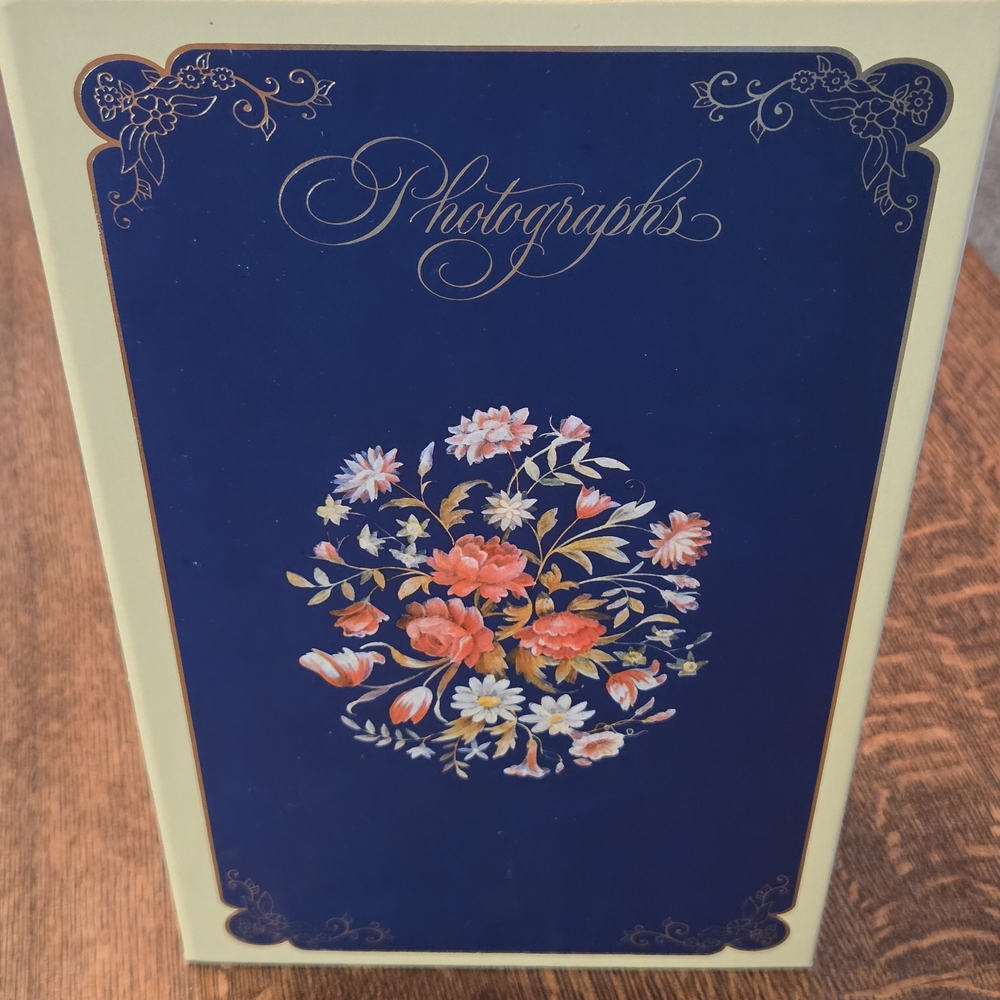 Vintage Hallmark Floral Blue and Cream 12" x 7" Photo Album
